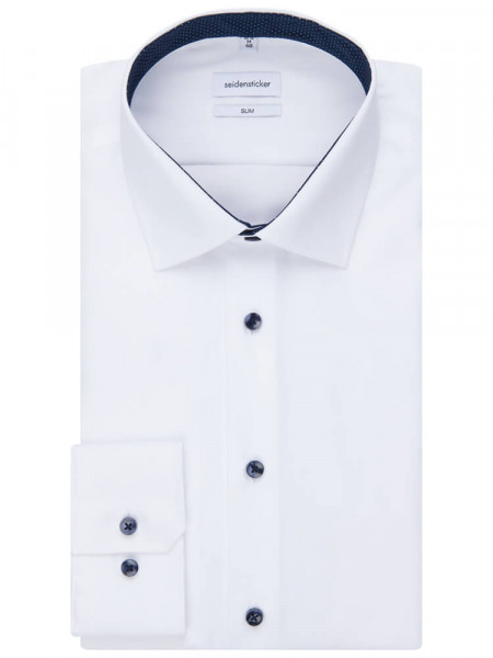 SEIDENSTICKER Slim Fit Chemise Blanc Business Kent Popeline - Vue 4