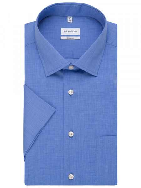 SEIDENSTICKER Regular Fit Chemise Bleu moyen Business Kent Fil à Fil - Vue 4