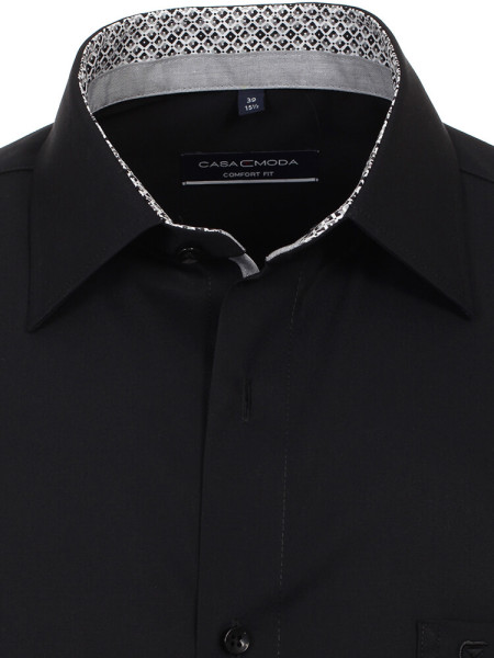 CASAMODA Comfort Fit Chemise Noir Kent Popeline - Vue 1