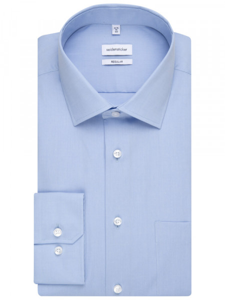 SEIDENSTICKER Regular Fit Chemise Bleu clair Business Kent Fil à Fil - Vue 4