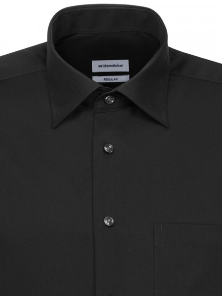 SEIDENSTICKER Regular Fit Chemise Noir Business Kent Popeline - Vue 2