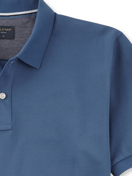 OLYMP Polo Bleu fumé Piqué