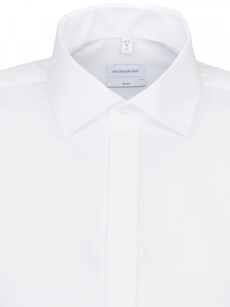 SEIDENSTICKER Slim Fit Chemise Blanc Business Kent Popeline - Vue 2