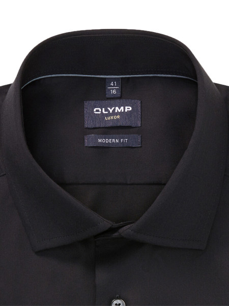 OLYMP Regular Fit Chemise Noir Global Kent Satin  - Vue 1