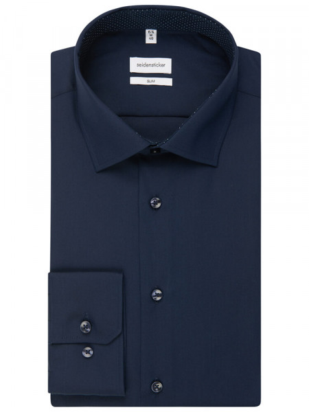 SEIDENSTICKER Slim Fit Chemise Marine Business Kent Popeline - Vue 4