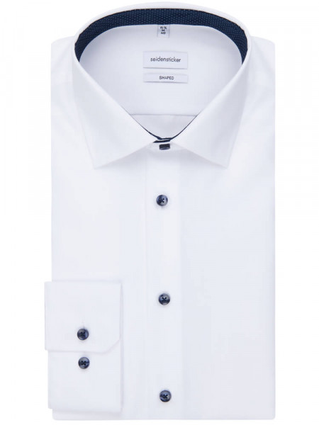 SEIDENSTICKER Tailored Fit Chemise Blanc Business Kent Popeline - Vue 4
