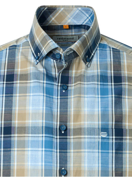 REDMOND Comfort Fit Chemise Bleu clair Button-Down Hyperflex Dobby - Vue 1