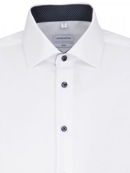 SEIDENSTICKER Slim Fit Chemise Blanc Business Kent Popeline - Vue 2