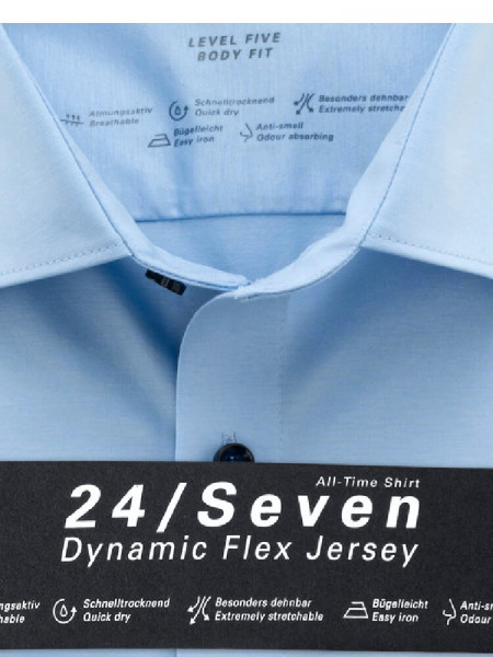 OLYMP Slim Fit Chemise Bleu clair New York Kent Jersey - Vue 1