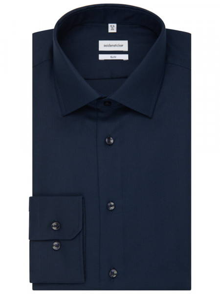 SEIDENSTICKER Slim Fit Chemise Bleu foncé Business Kent Struktur - Vue 4