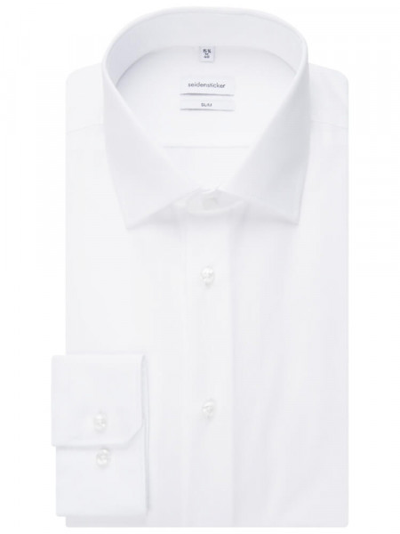 SEIDENSTICKER Slim Fit Chemise Blanc Business Kent Popeline - Vue 4