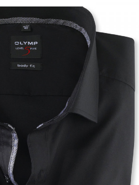 OLYMP Slim Fit Chemise Noir Royal Kent Uni Stretch