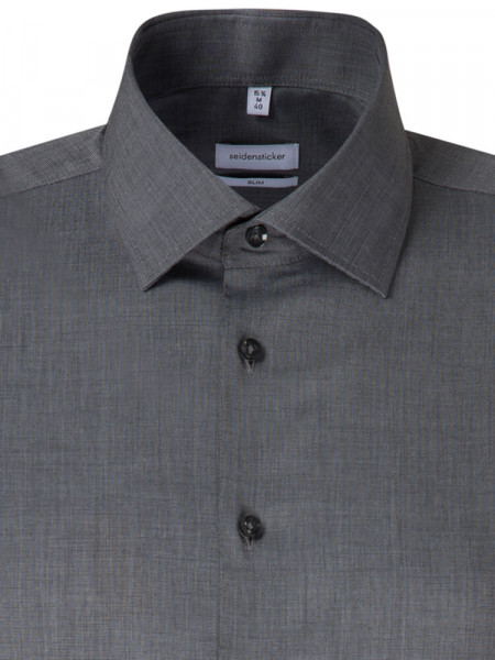 SEIDENSTICKER Slim Fit Chemise Anthracite Business Kent Fil à Fil - Vue 2