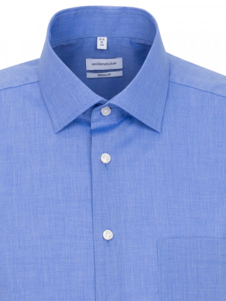 SEIDENSTICKER Regular Fit Chemise Bleu moyen Business Kent Fil à Fil - Vue 2